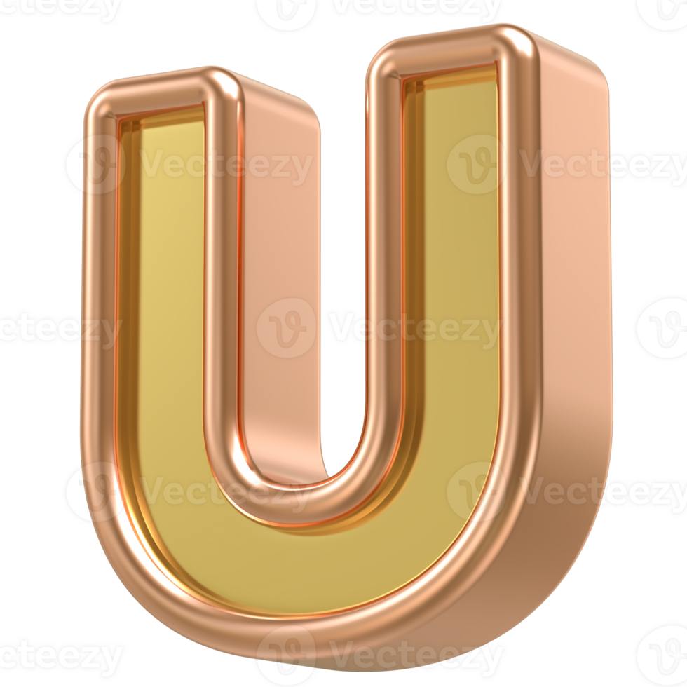 U Rose Gold With Gold Font 3D png