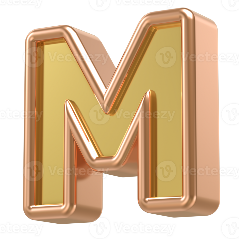 M Rose Gold With Gold Font 3D png