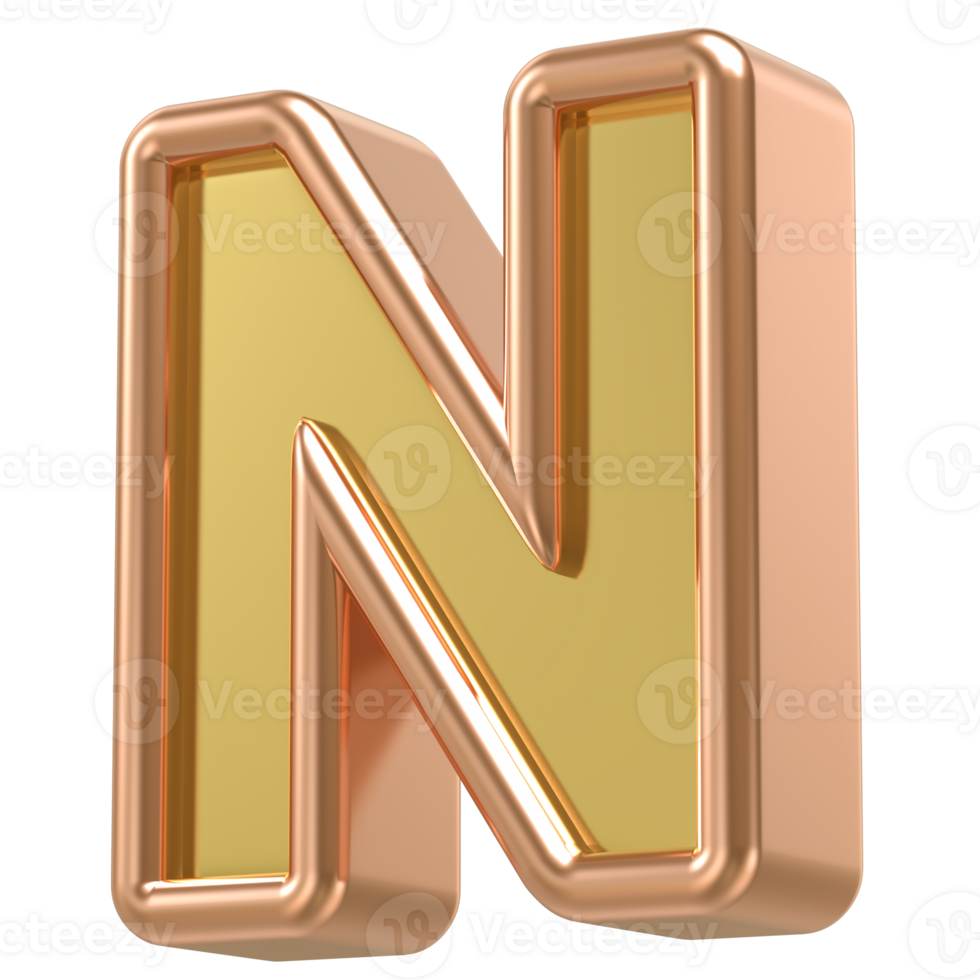 N Rose Gold With Gold Font 3D png