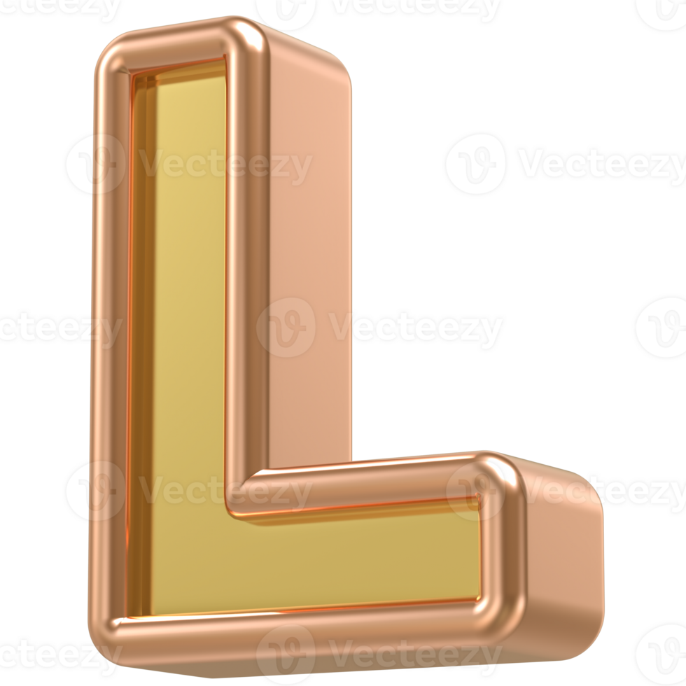 L Rose Gold With Gold Font 3D png