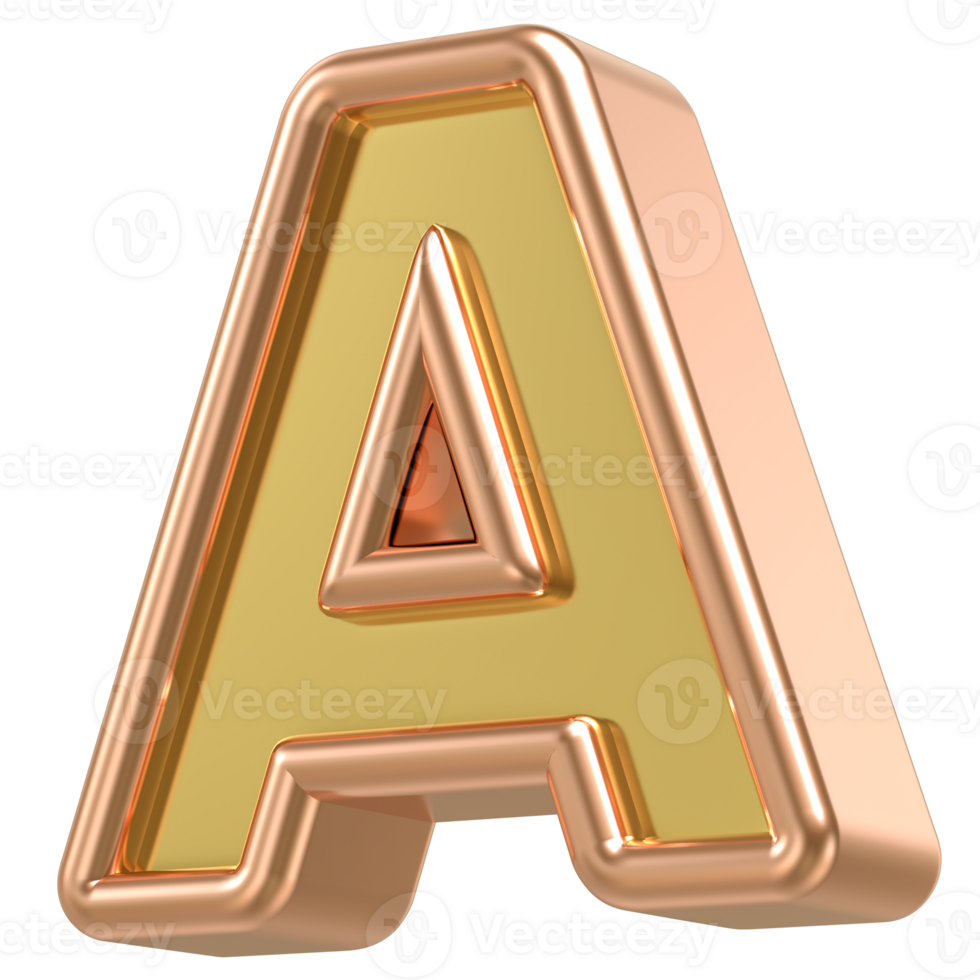 A Rose Gold With Gold Font 3D png