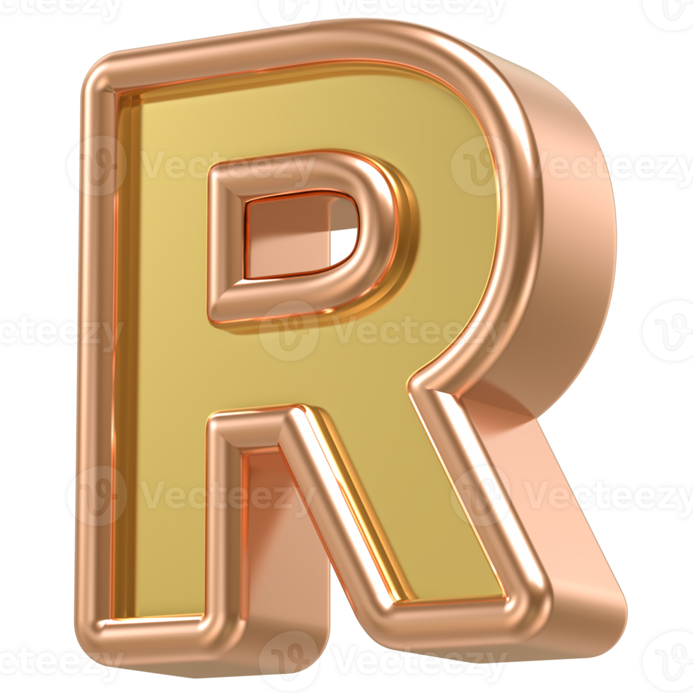 R Rose Gold With Gold Font 3D png