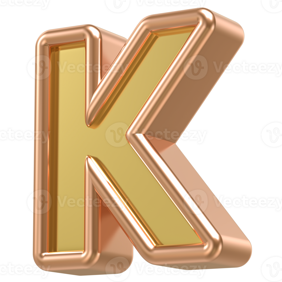 K Rose Gold With Gold Font 3D png