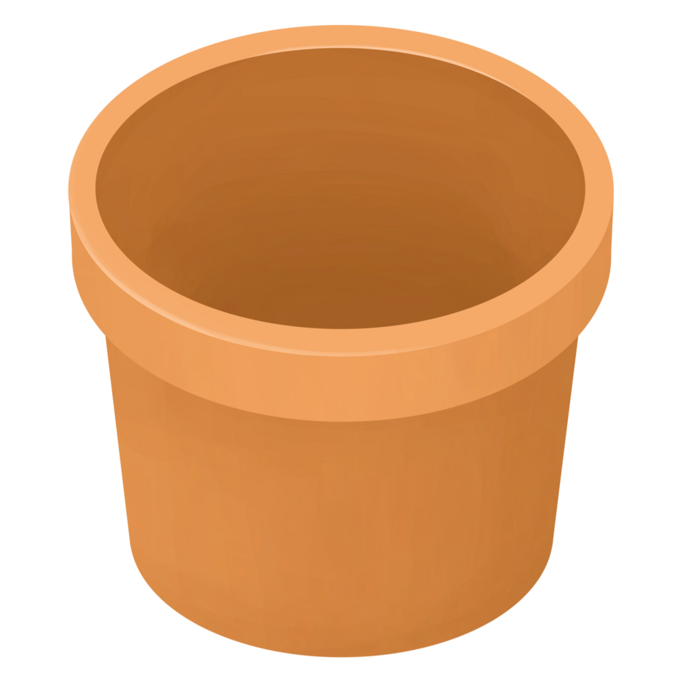 Empty plant pot cartoon isometric png
