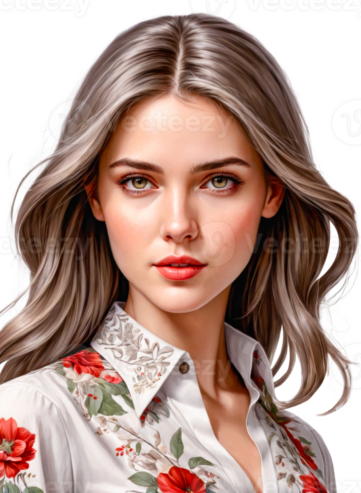 Portrait of a Beautiful Young Woman with Long Blonde Hair png