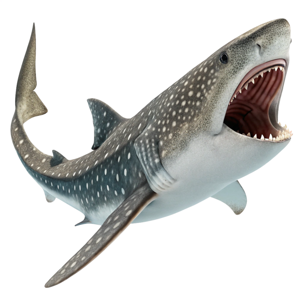 3D Render of a Majestic Whale Shark Swimming, Open Mouth, Detailed Texture png