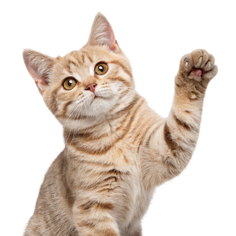 Adorable Kitten Raising Paw, Cute Pet, Playful Cat, High-Resolution Image png