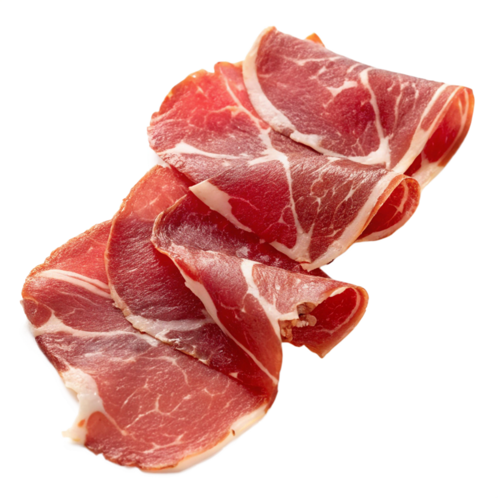 Delicious Slices of Cured Ham, Close-up Food Photography png