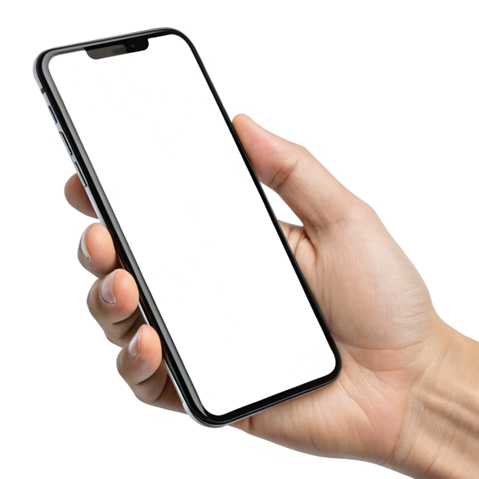 Hand Holding Smartphone Mockup Blank Screen for App Presentation png