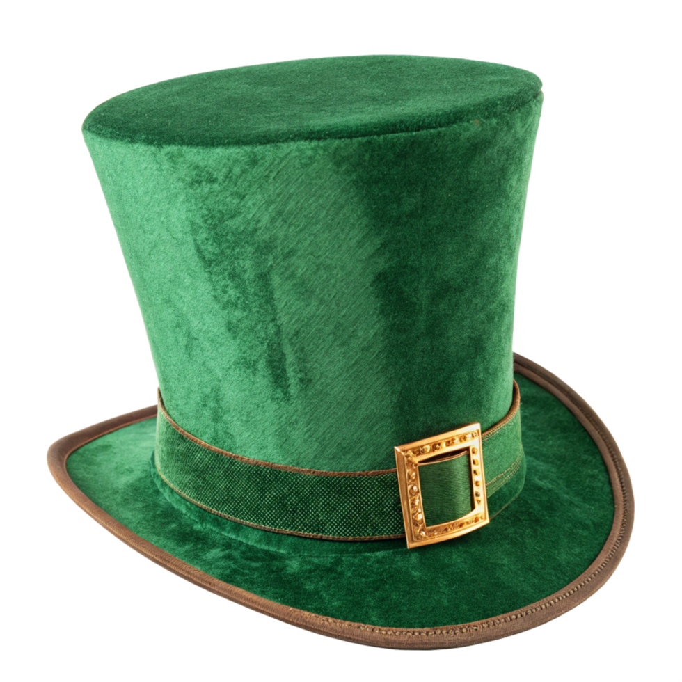 Emerald Green Leprechaun Hat with Gold Buckle St. Patrick's Day Costume Accessory png