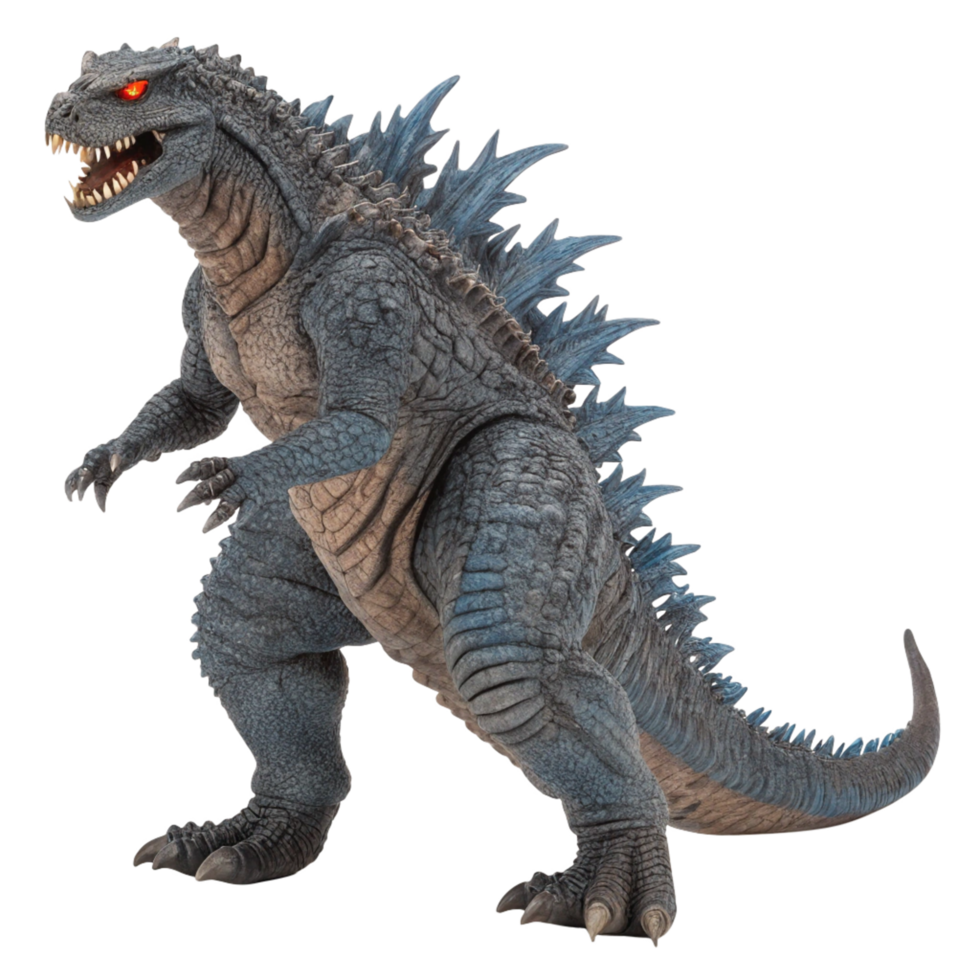 Powerful Godzilla Monster Illustration Grey, Spiked Back, Red Eyes png