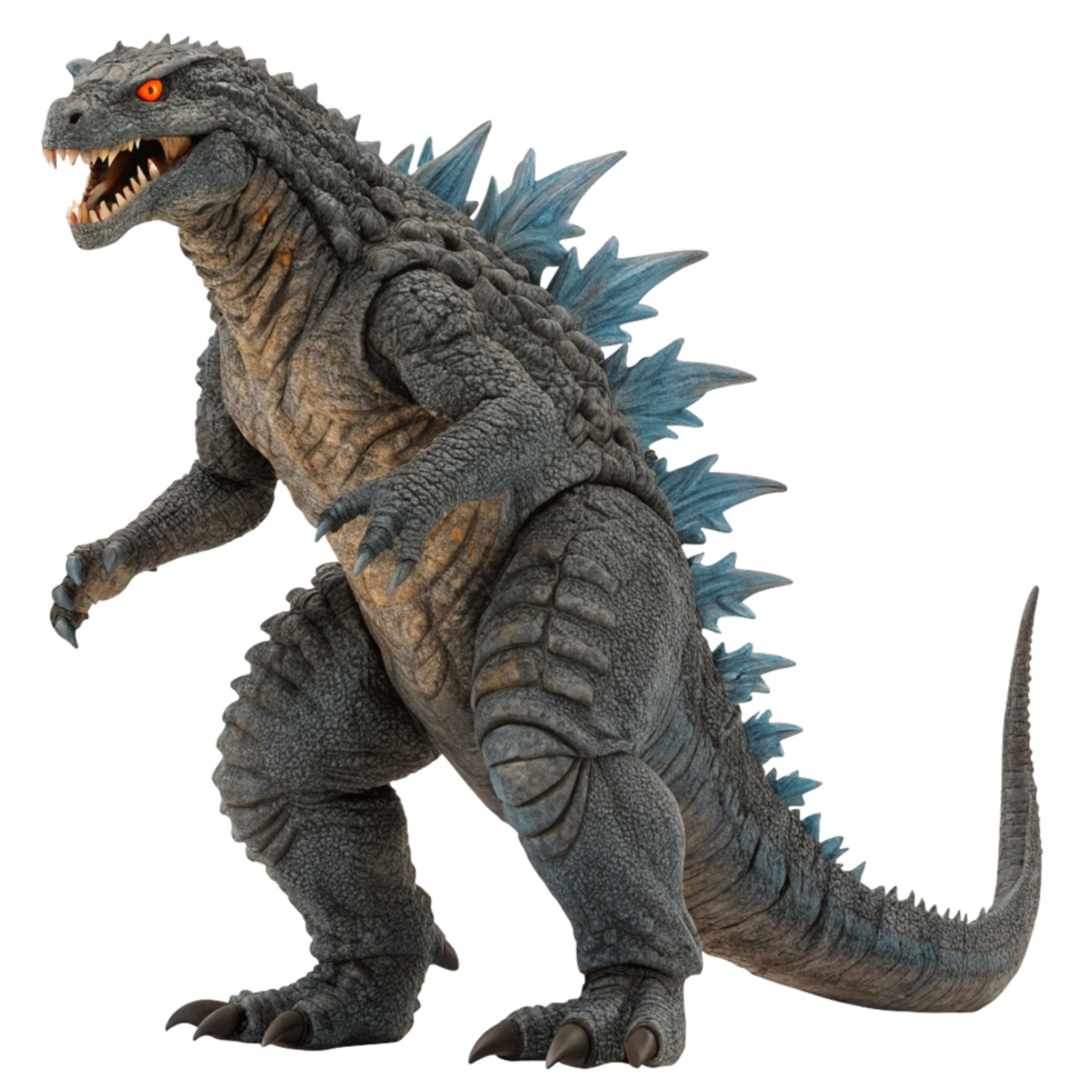 Powerful Godzilla Monster King 3D Model, Detailed Dinosaur Illustration, Fantasy Creature Design png