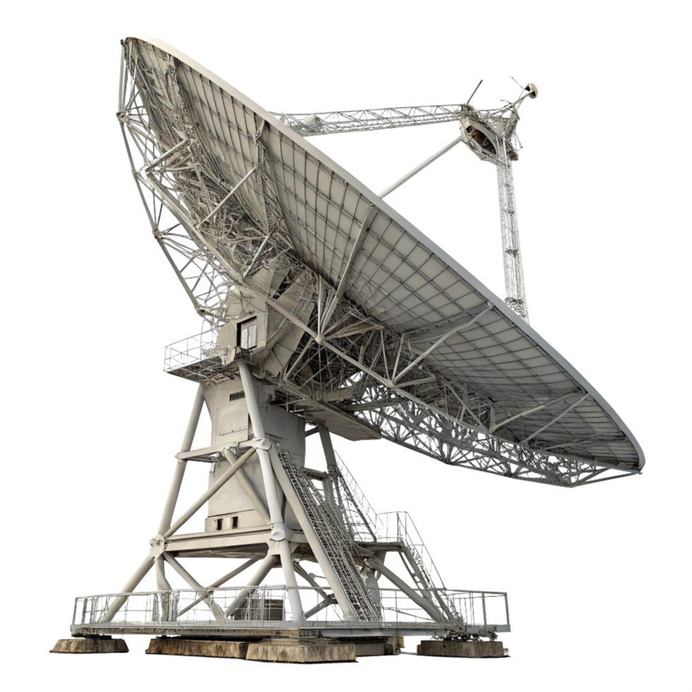 Powerful Radio Telescope Satellite Dish Antenna Technology 3D Render png
