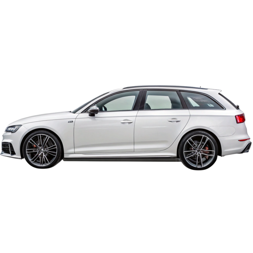 Sleek White Audi S4 Avant Premium Station Wagon Side View Photography png