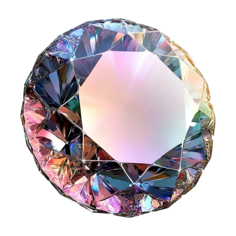 Large Faceted Crystal Gem on Transparent Background png