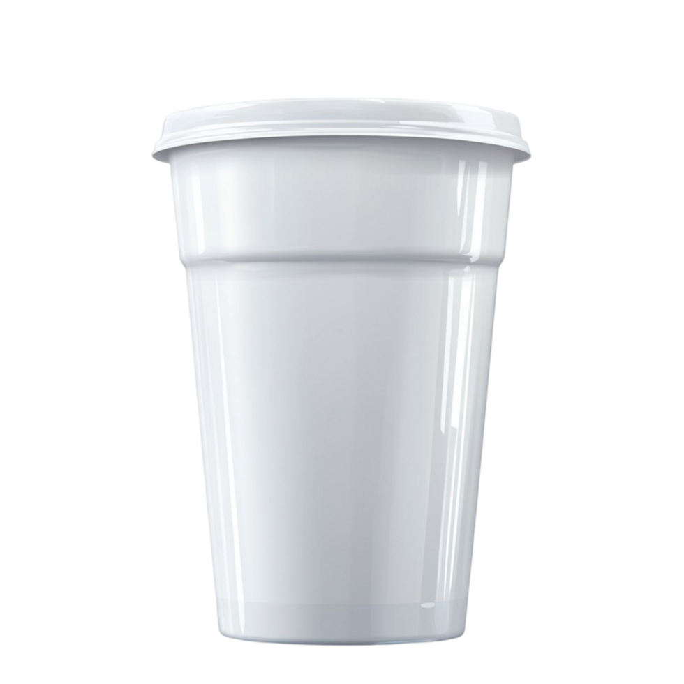 Minimalistic White Disposable Cup with Lid on Transparent Background png