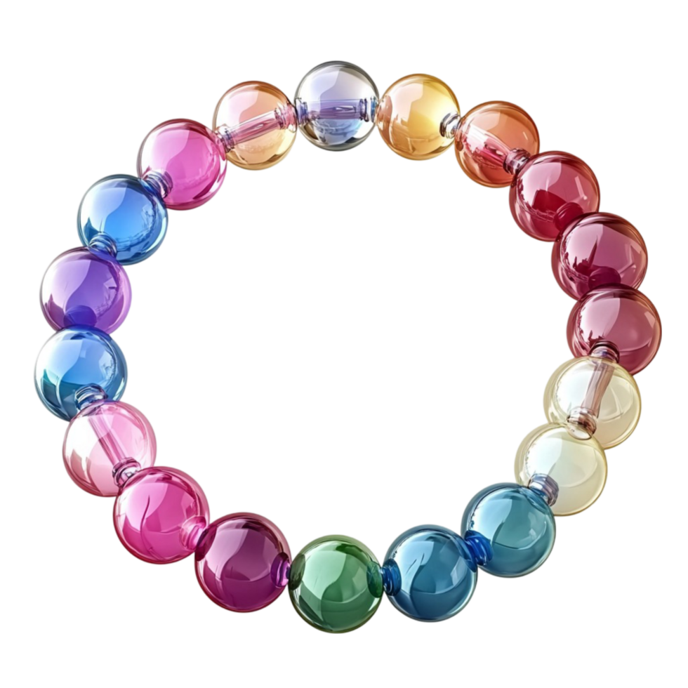 Beaded Bracelet with Multicolored Pearls on Transparent Background png