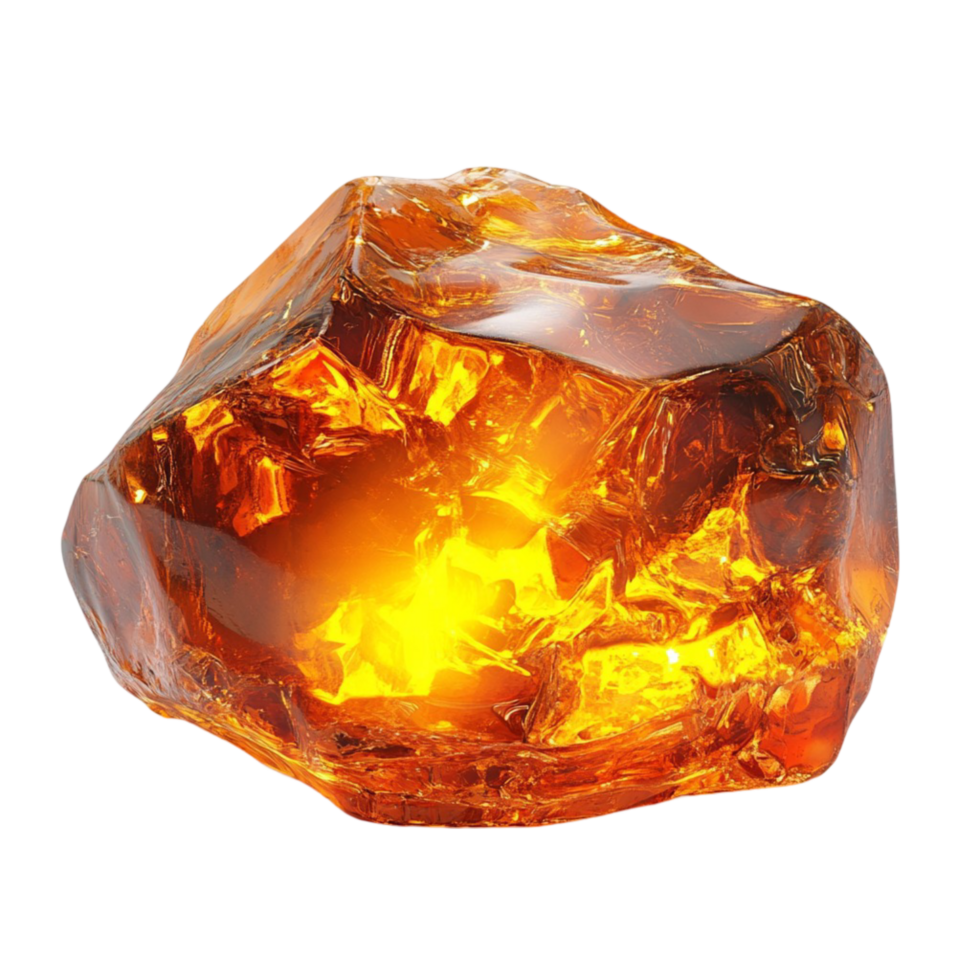 Glowing Amber Gemstone on Transparent Background png