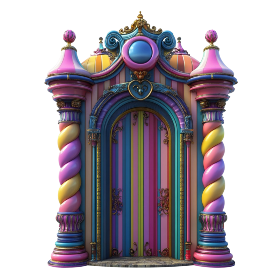 Colorful Ornate Temple Entrance on Transparent Background png