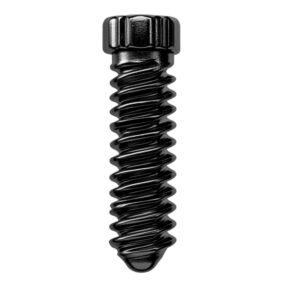 Black Industrial Screw with Threaded Design on Transparent Background png