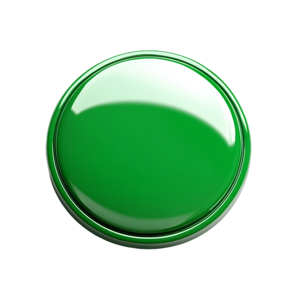 Metallic Green Circular Button on Transparent Background png
