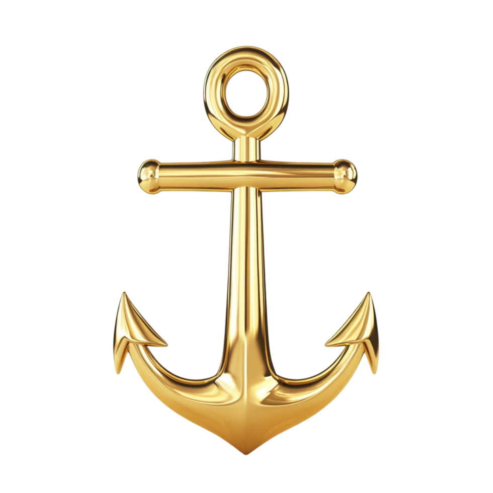 Simple Gold Anchor on Transparent Background png