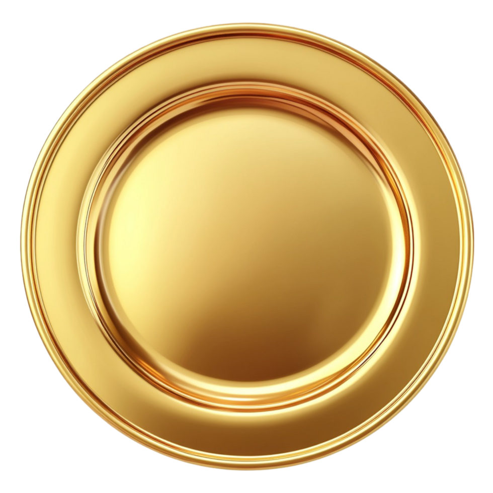 Golden Circular Plate on Transparent Background png