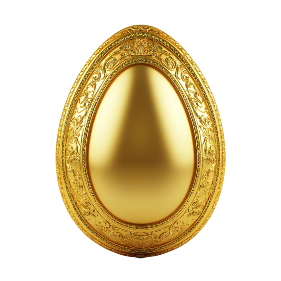 Royal Golden Egg with Engraved Patterns on Transparent Background png