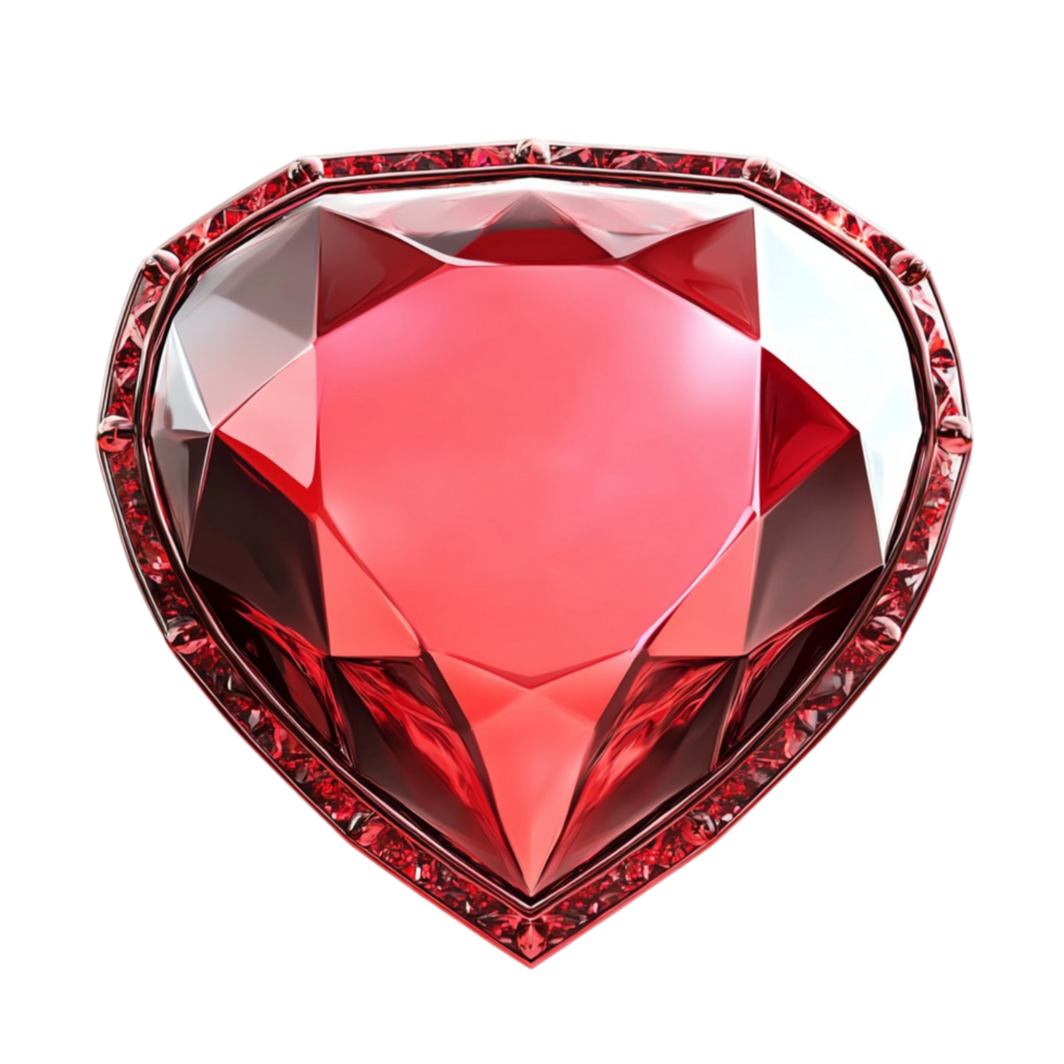 Red Heart-Shaped Gemstone on Transparent Background png