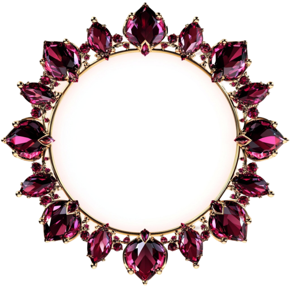 Decorative Red and White Gemstone Frame on Transparent Background png