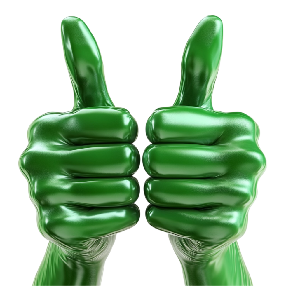 Green Thumbs Up Hand Gesture on Transparent Background png