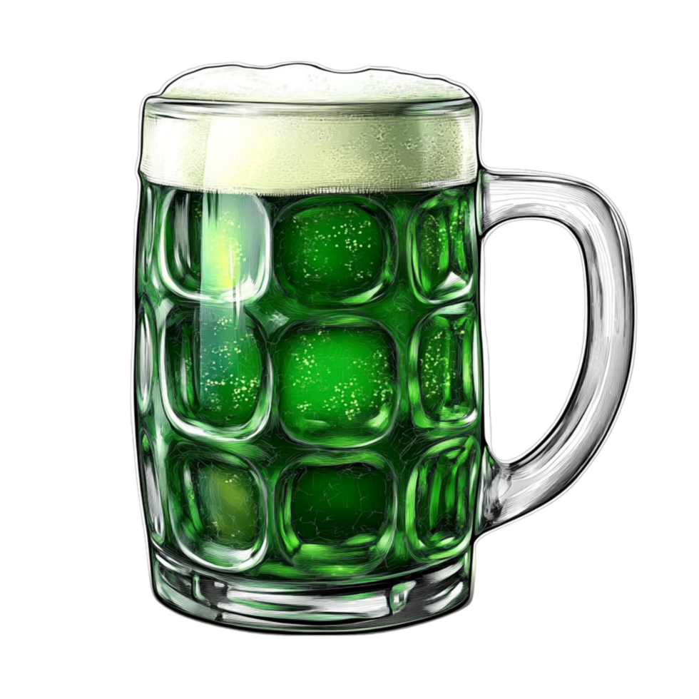 Green Beer Glass with Handle on Transparent Background png