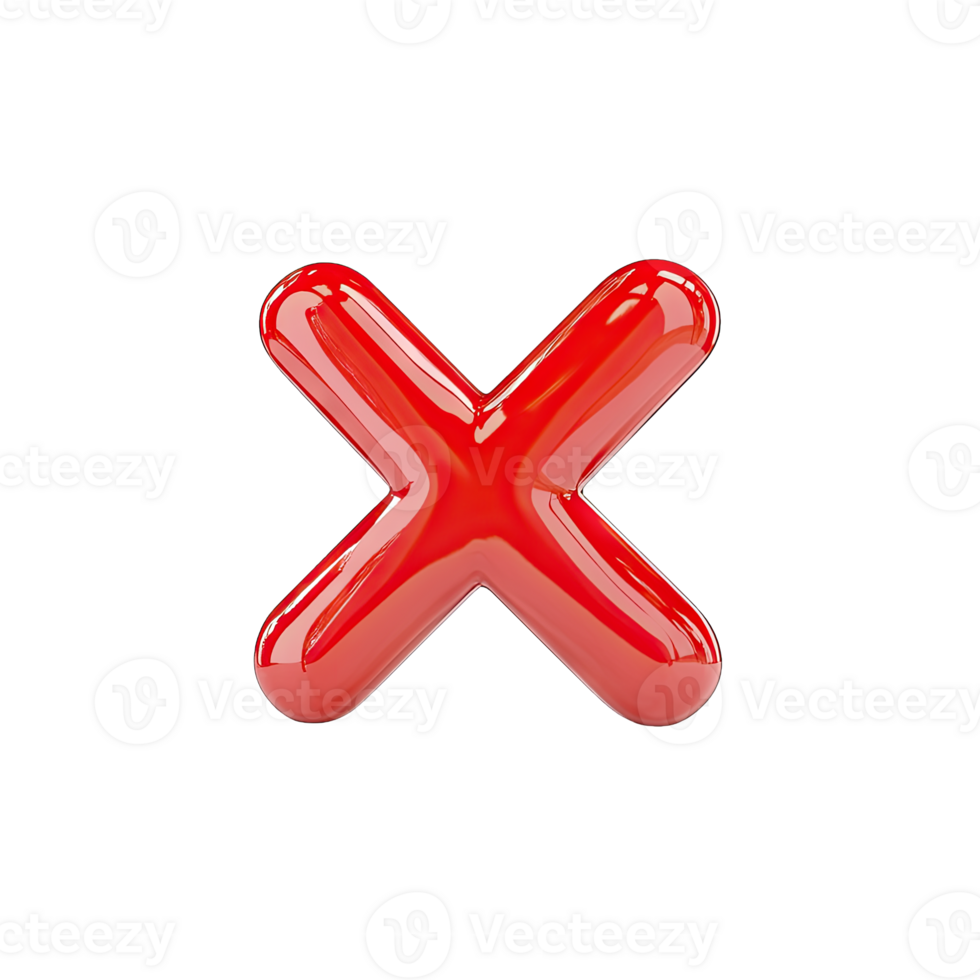 un' lucido rosso X forma centrato contro un' rigido la creazione di un' semplice grafico design elemento trasparente sfondo png