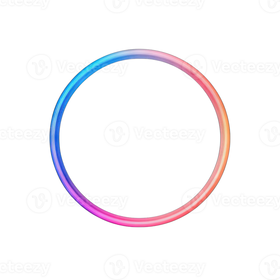 A vibrant ring of gradient colors glows against a stark in a simple composition transparent background png