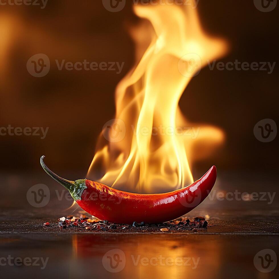 a red hot chili pepper is on fire photo