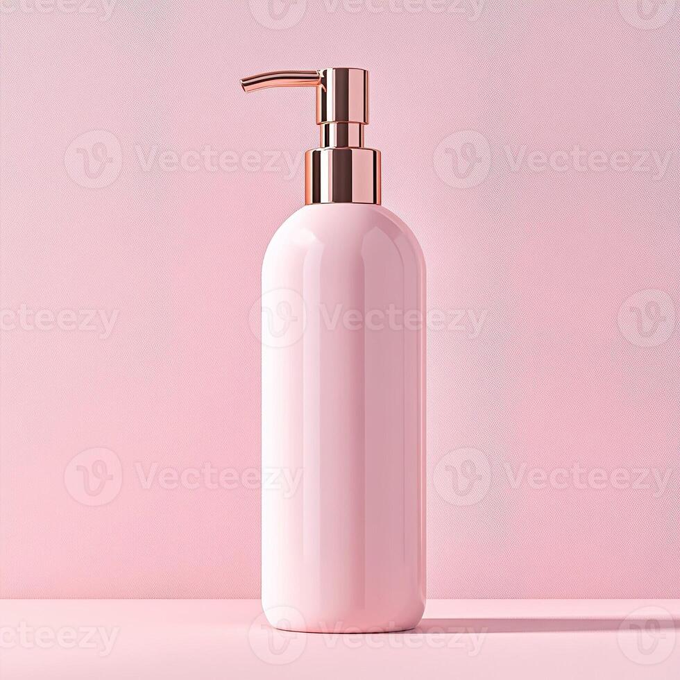 Pink Lotion Dispenser with Metallic Pump photo