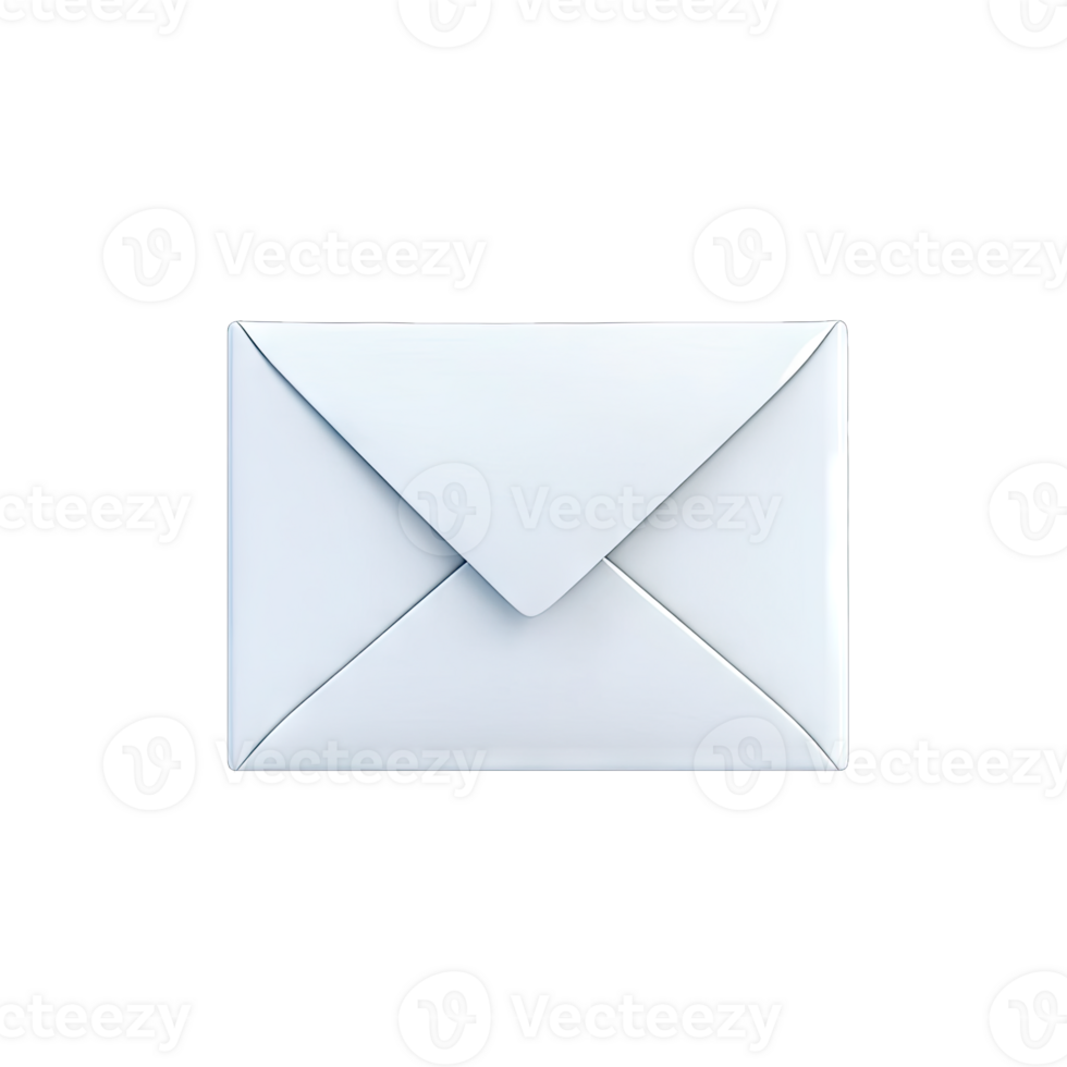 Isolated white envelope centered on a in a minimalist composition style image transparent background png