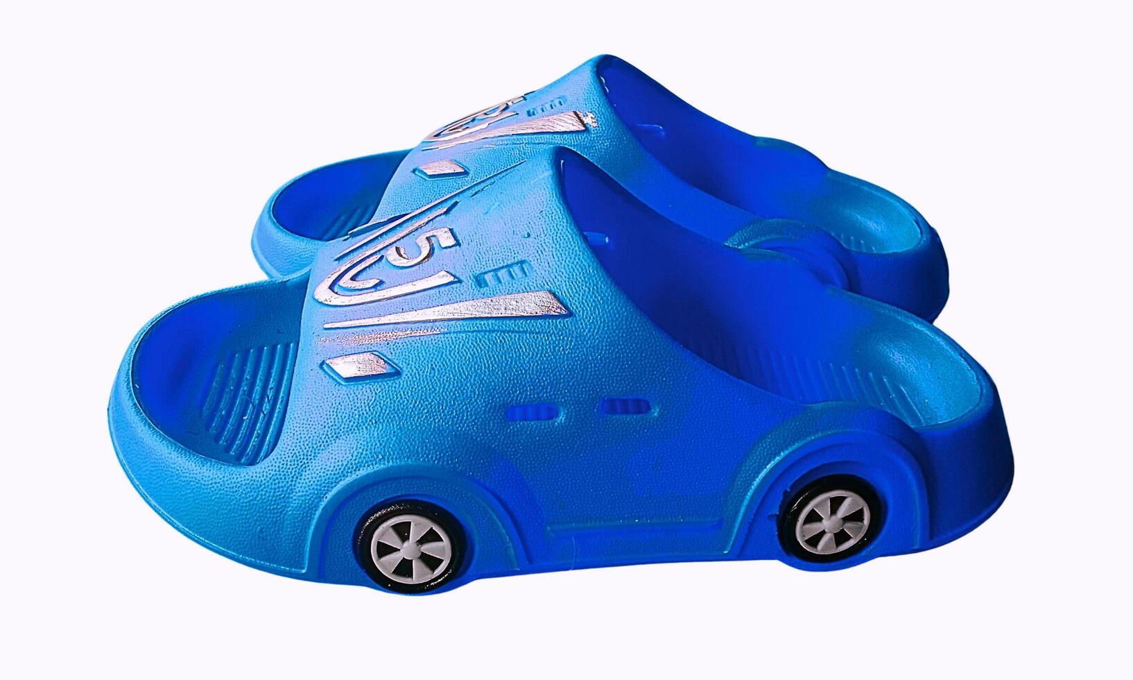 Blue Car Shaped Kids Slippers with Fun Design photo