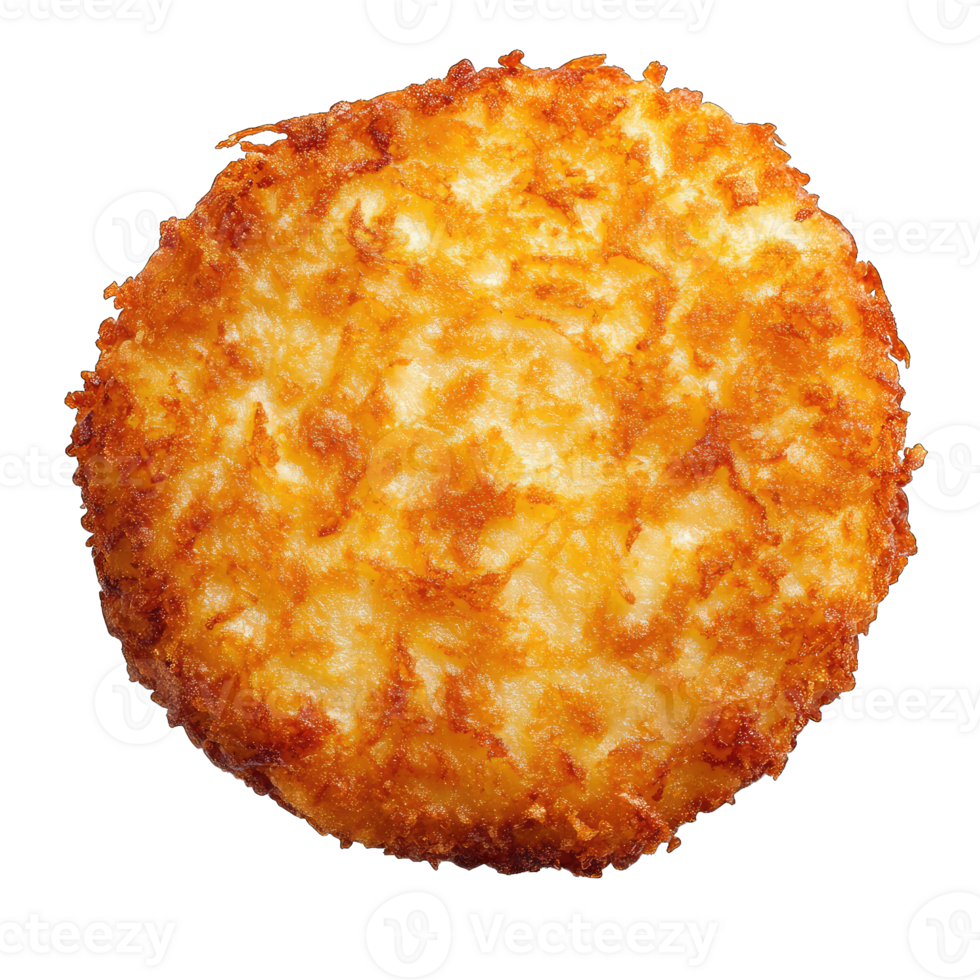 Crispy golden hash brown potato pancake breakfast food isolated on close up macro shot png