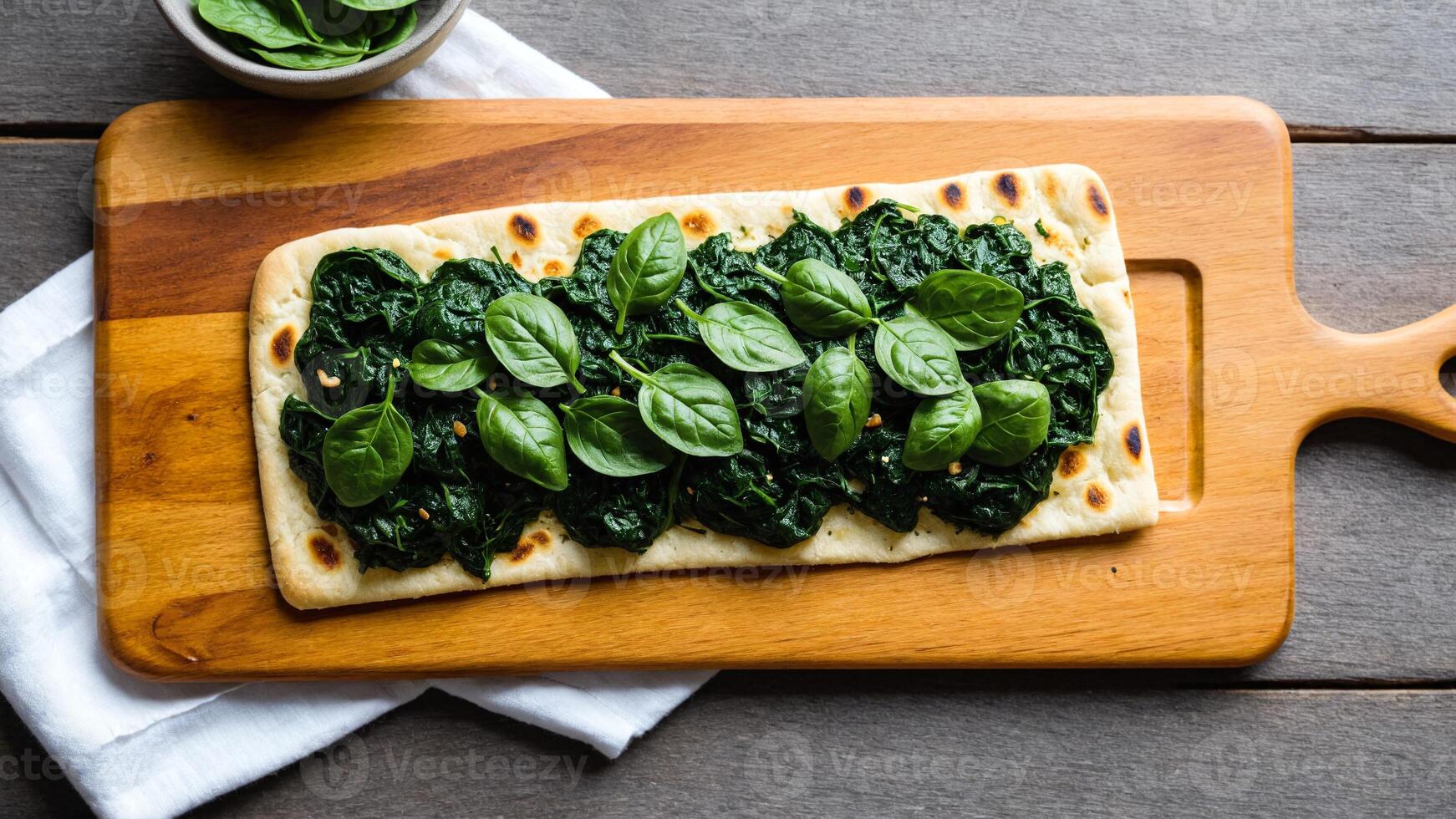 Spinach flatbread with pesto photo