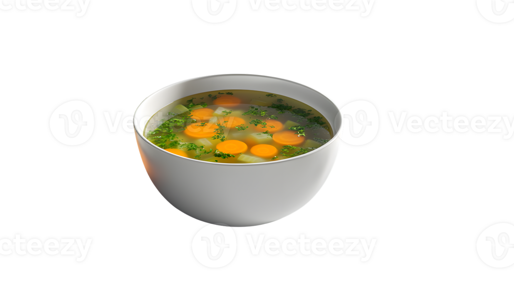 A steaming bowl of vegetable soup with carrots onions and herbs png