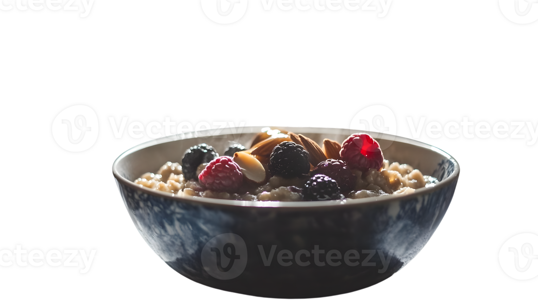 A bowl of oatmeal topped with fresh berries and nuts perfect for a healthy breakfast png