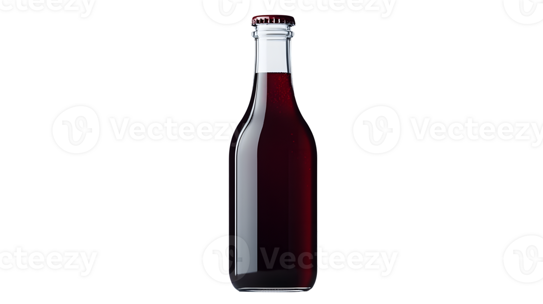 A glass bottle filled with dark liquid perfect for beverage branding and advertising png