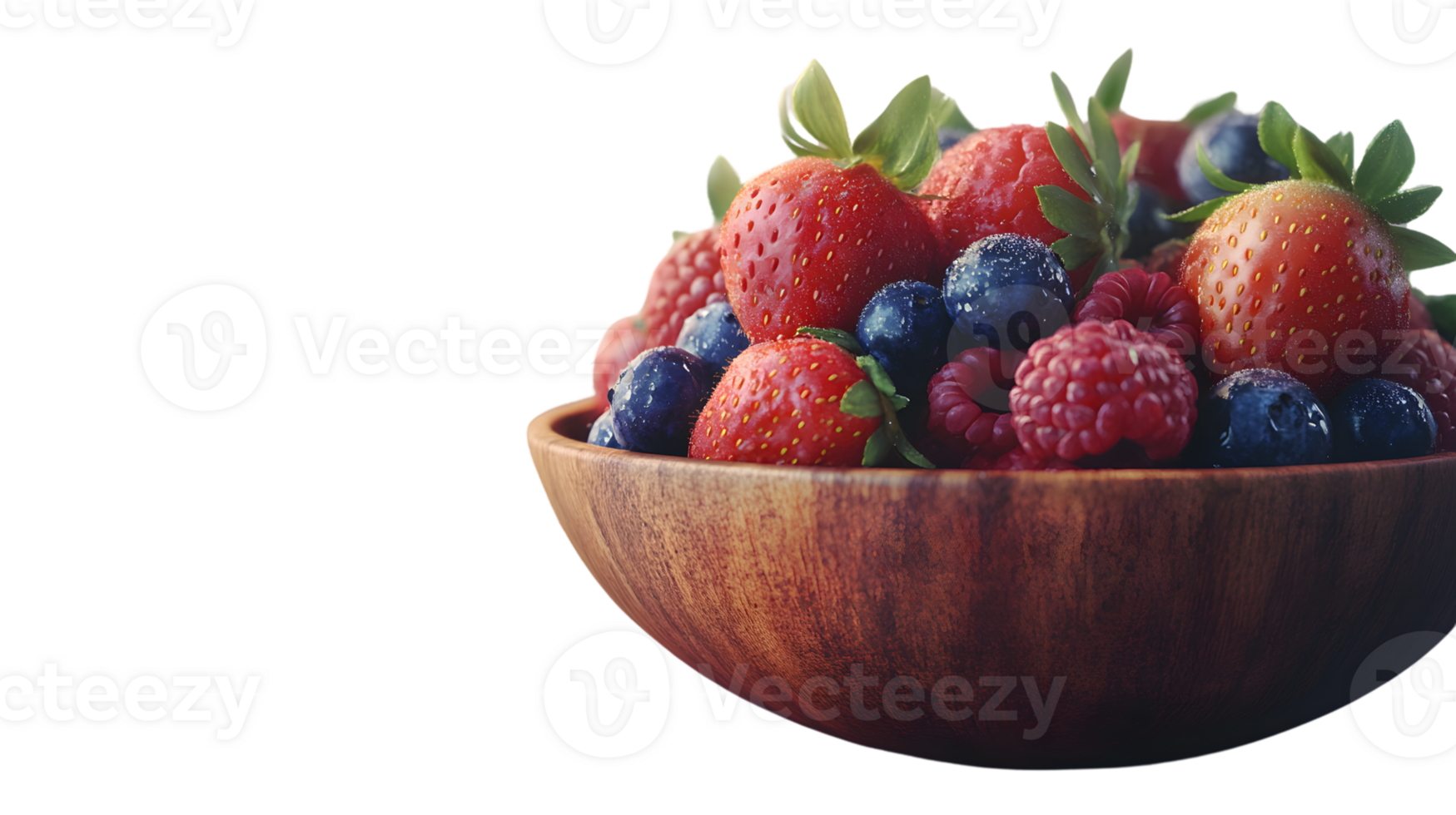 A bowl of fresh berries including strawberries blueberries and raspberries perfect for healt png