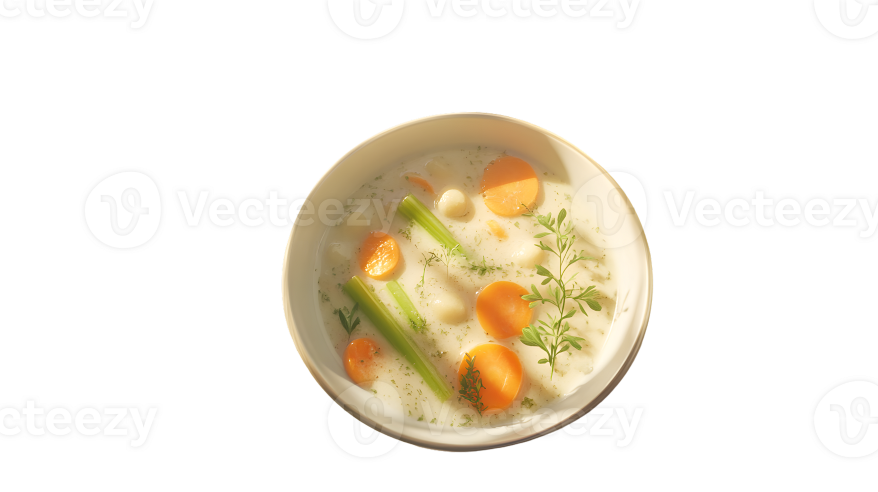 A bowl of creamy vegetable soup with carrots celery and herbs perfect for culinary and healt png