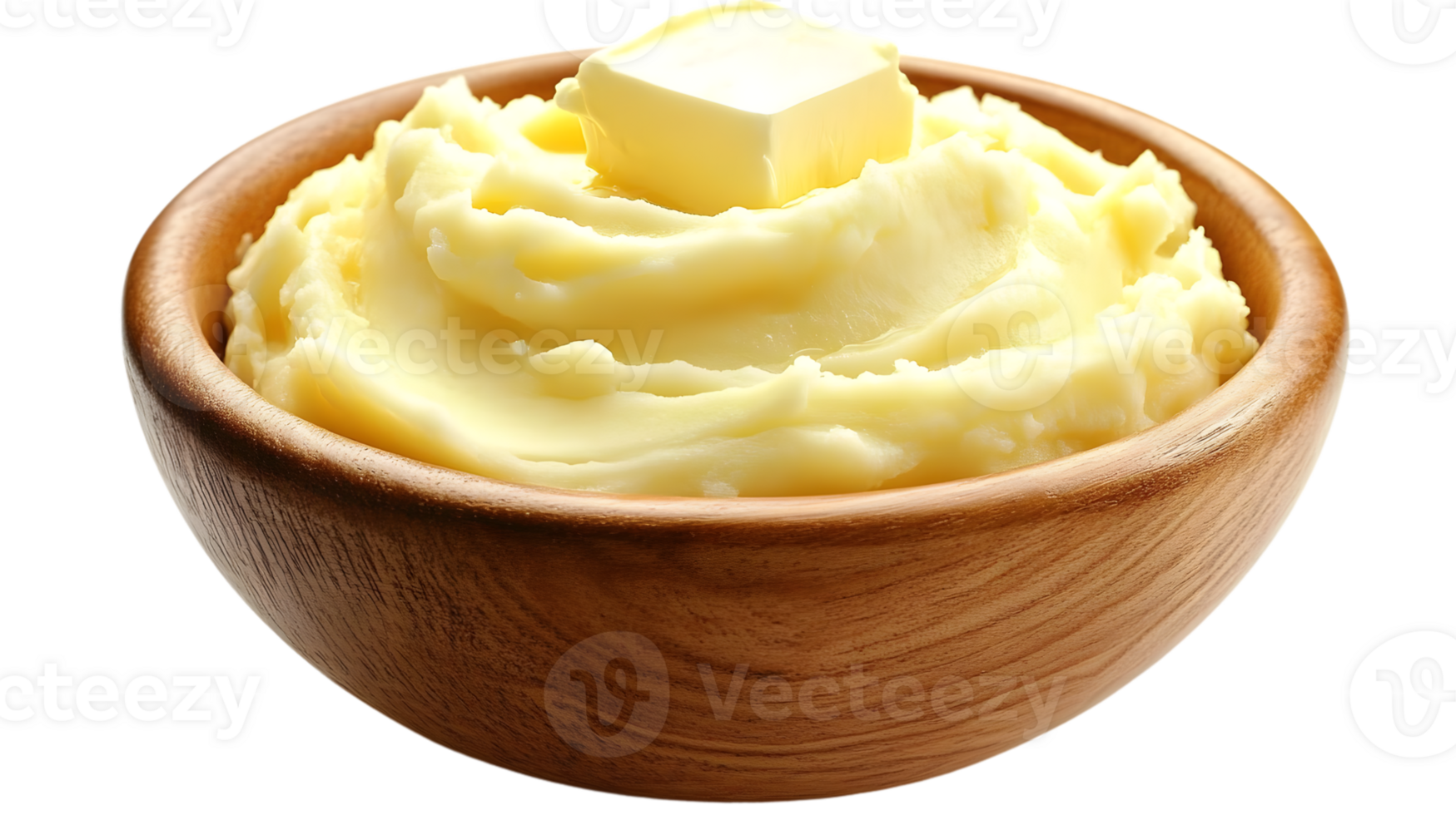 Mashed Potatoes with Butter in Wooden Bowl Creamy Food Photography Delicious Dish png
