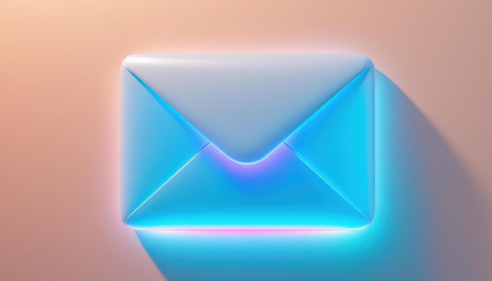 Futuristic Neon Envelope on Soft Background with Dynamic Lighting photo