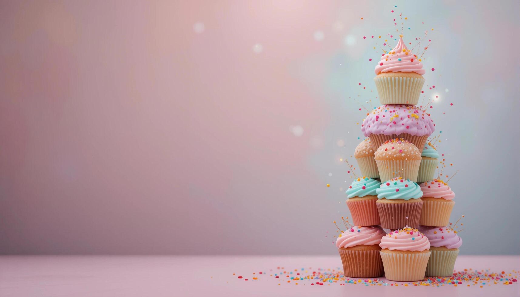 A Tower of Sweetness Against a Pastel Background. illustration photo
