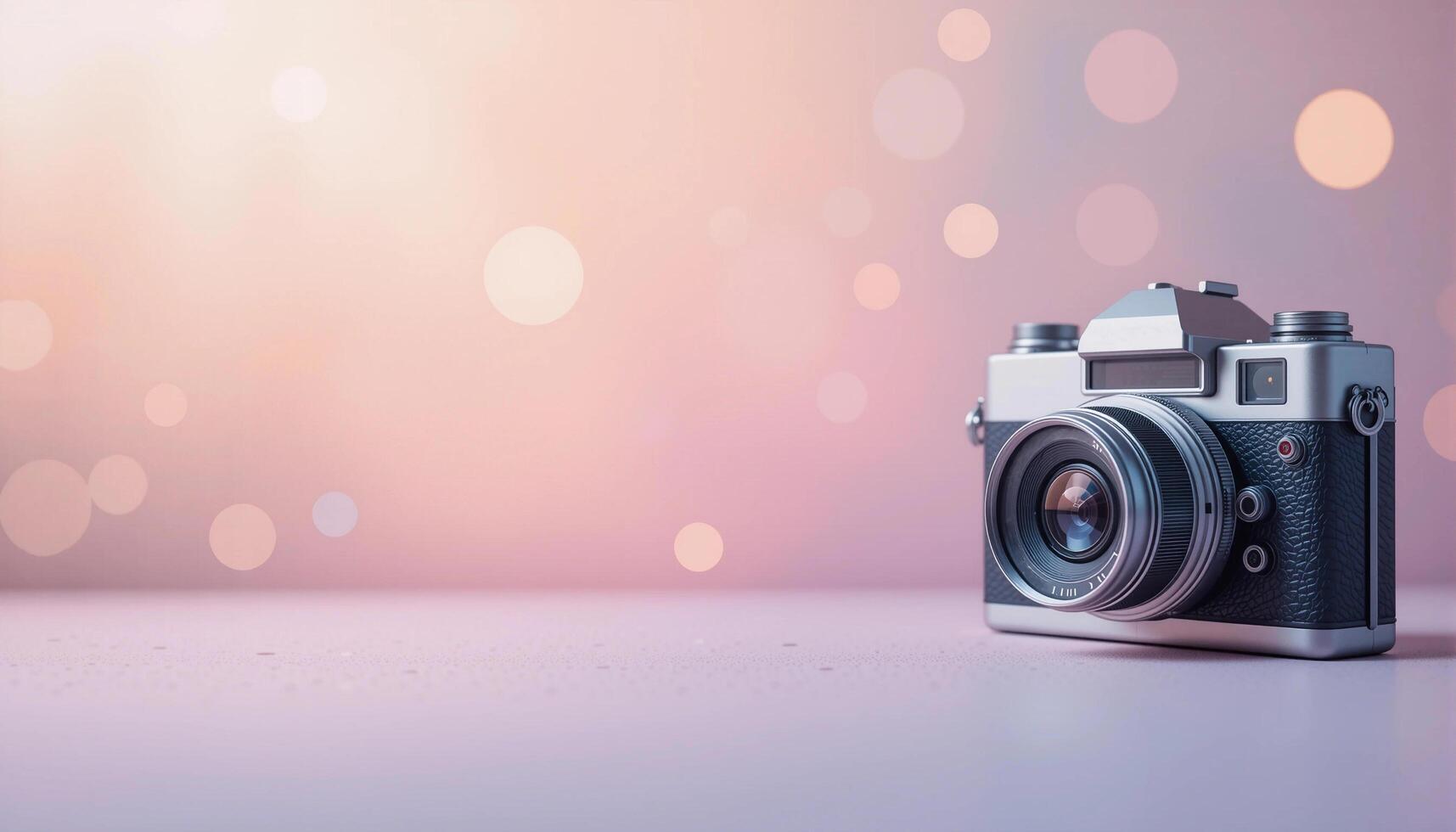 A Camera on a Pastel Background with Bokeh and Halftones. illustration photo