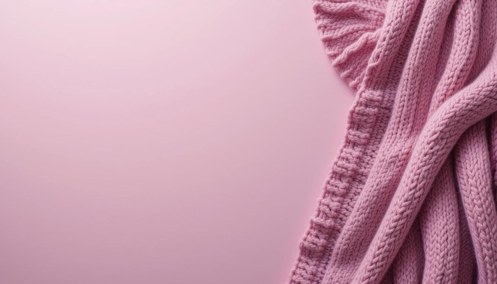 Cozy Textured Pink Knit Blanket on Soft Pastel Background photo